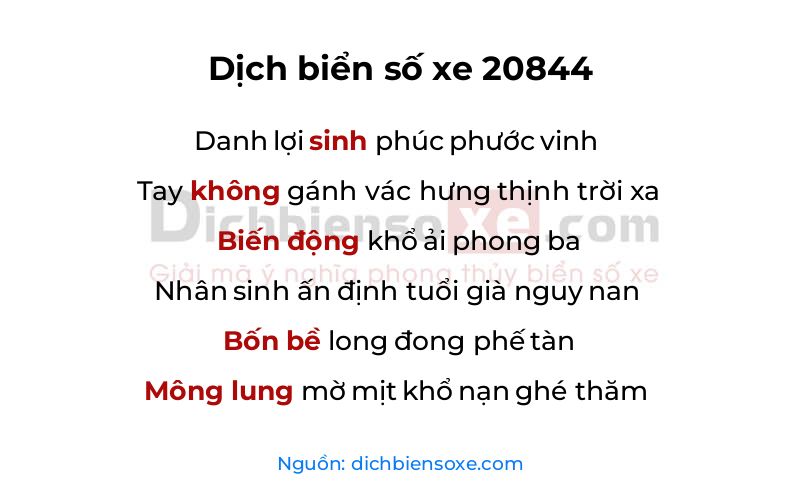 Dịch thơ biển số 20844