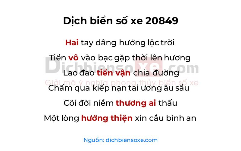 Dịch thơ biển số 20849