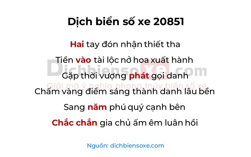 Dịch thơ biển số 20851