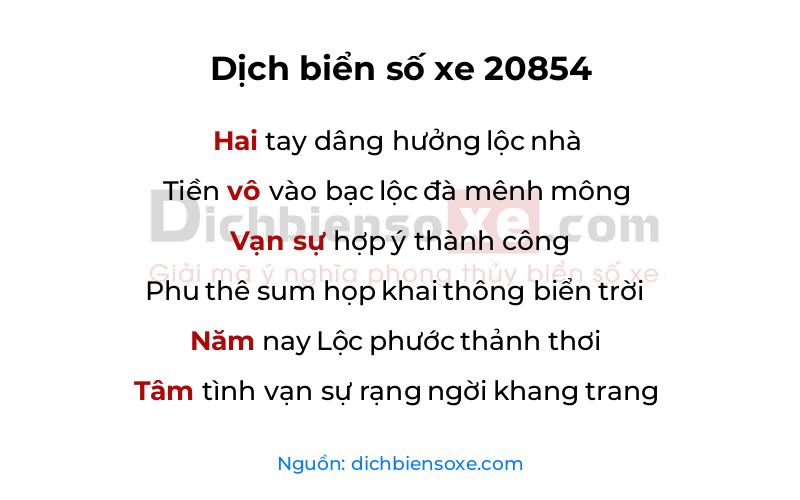 Dịch thơ biển số 20854