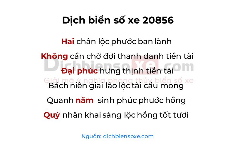 Dịch thơ biển số 20856