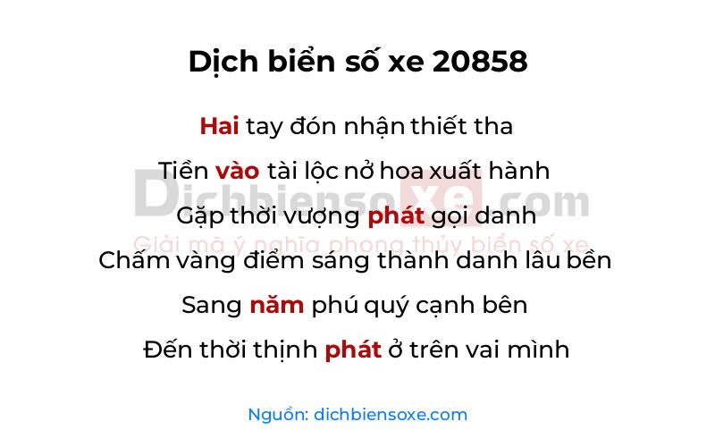 Dịch thơ biển số 20858