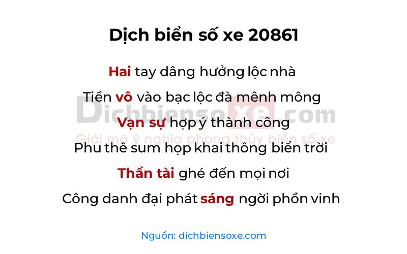 Dịch thơ biển số 20861