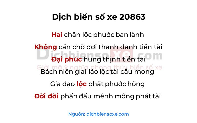 Dịch thơ biển số 20863