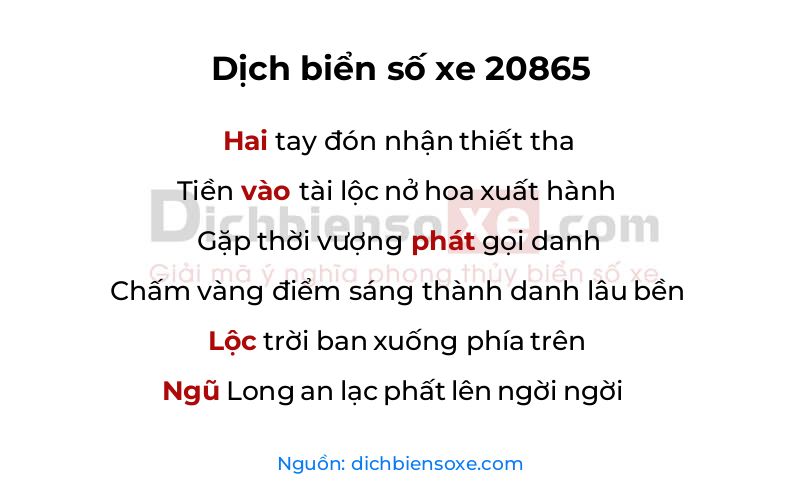 Dịch thơ biển số 20865