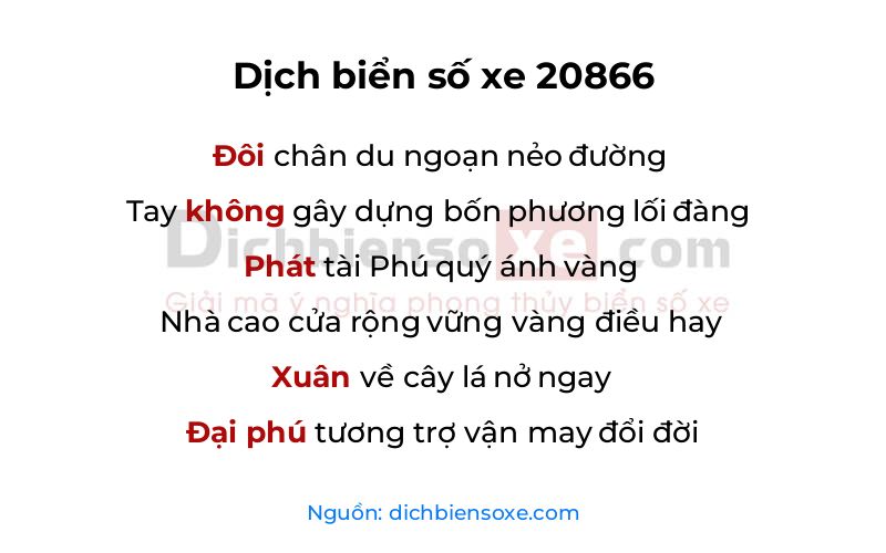 Dịch thơ biển số 20866