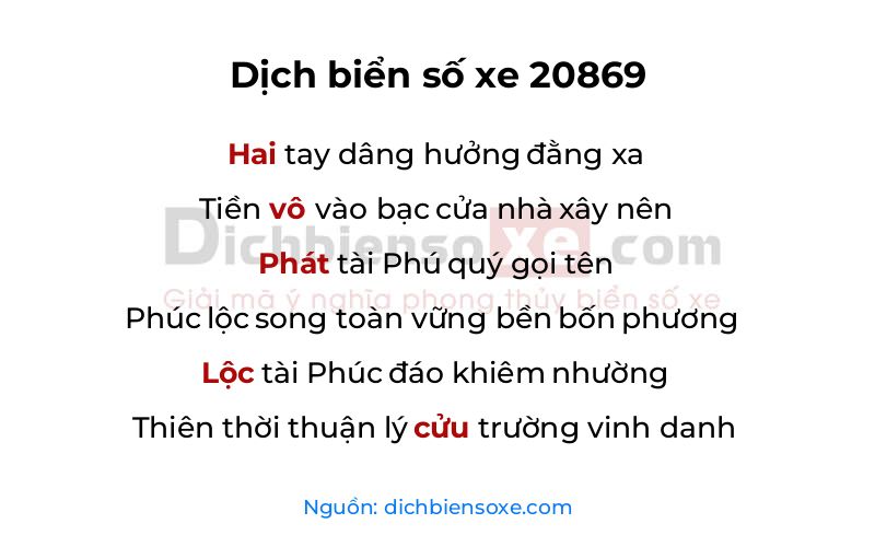 Dịch thơ biển số 20869