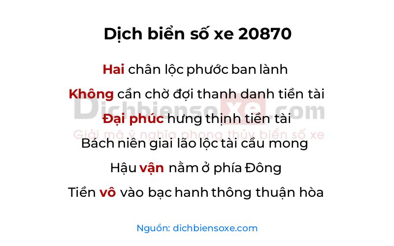 Dịch thơ biển số 20870