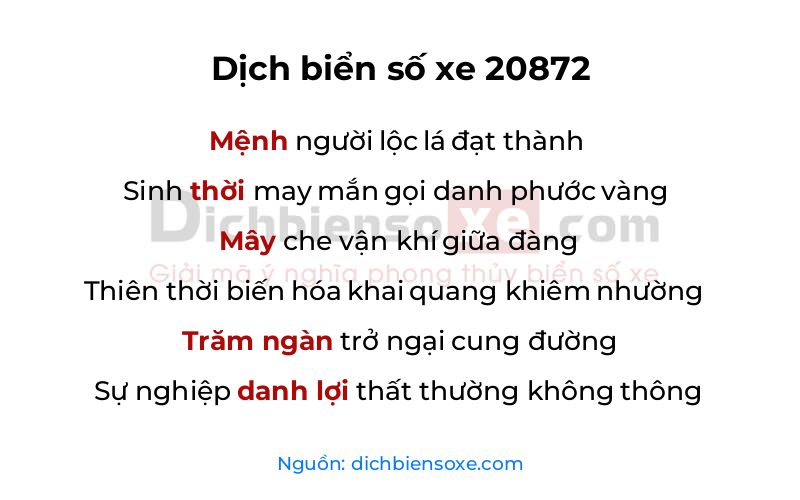 Dịch thơ biển số 20872