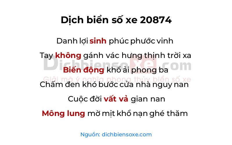 Dịch thơ biển số 20874