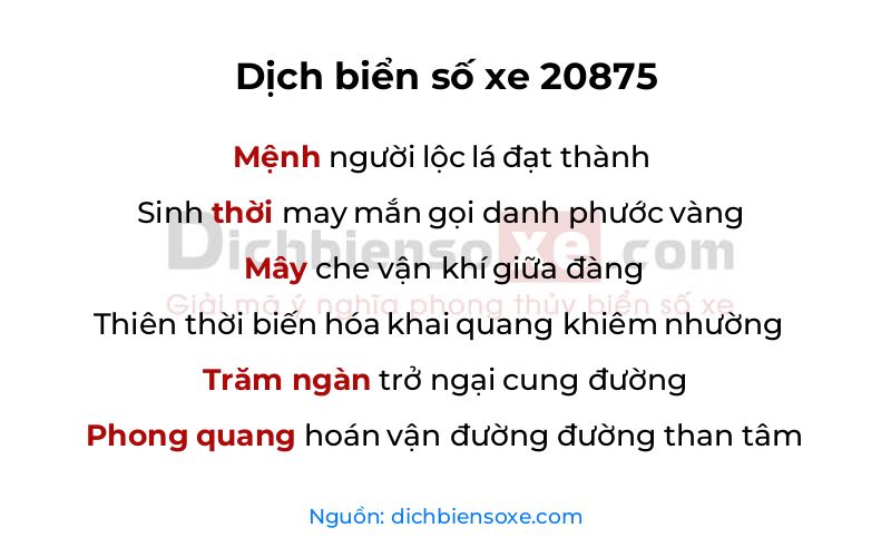 Dịch thơ biển số 20875