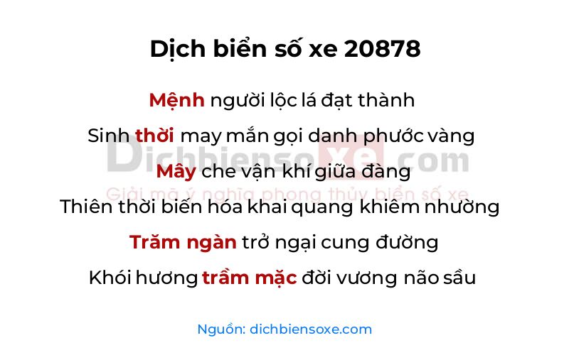 Dịch thơ biển số 20878