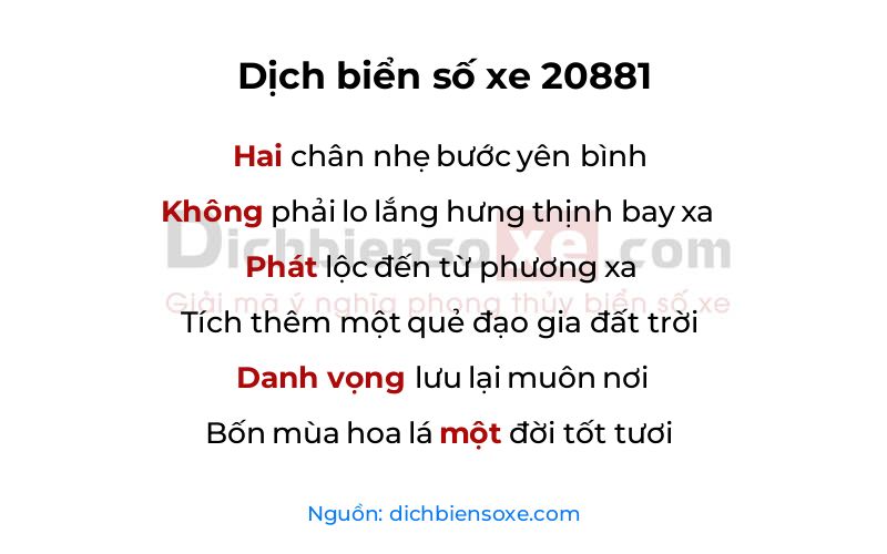 Dịch thơ biển số 20881