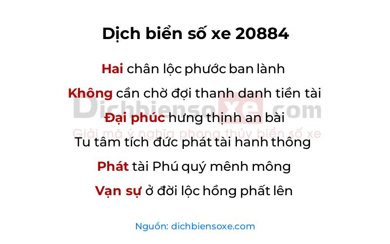 Dịch thơ biển số 20884