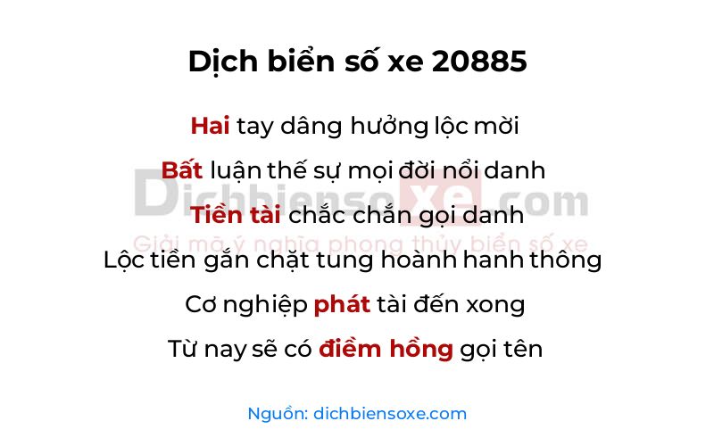 Dịch thơ biển số 20885