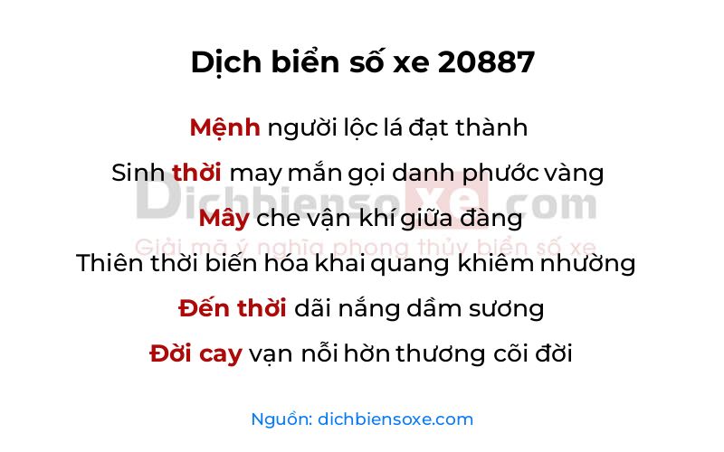 Dịch thơ biển số 20887