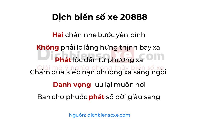 Dịch thơ biển số 20888