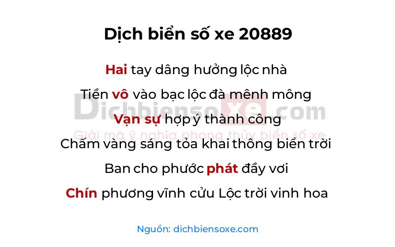 Dịch thơ biển số 20889