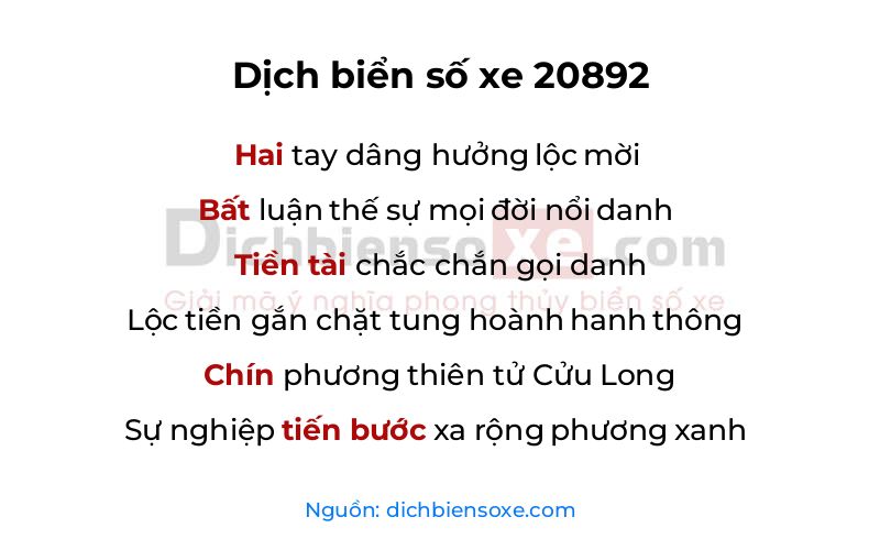 Dịch thơ biển số 20892