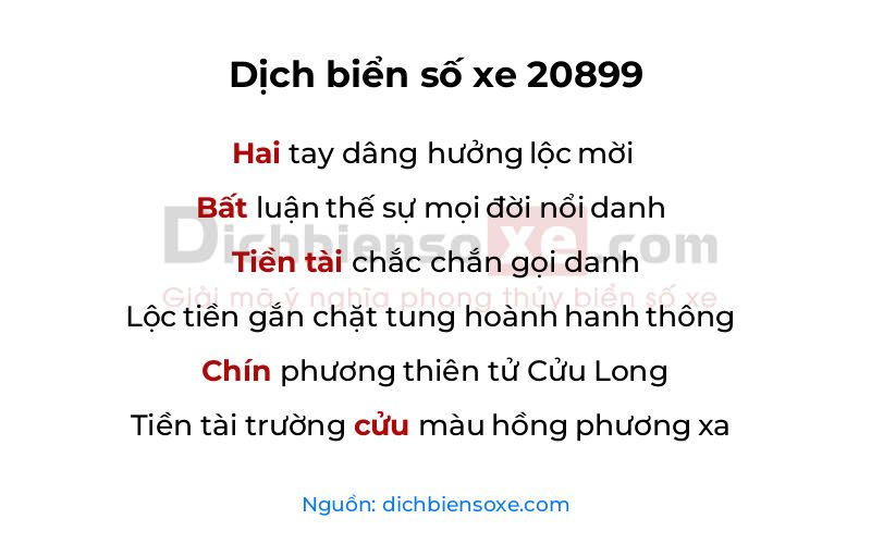 Dịch thơ biển số 20899
