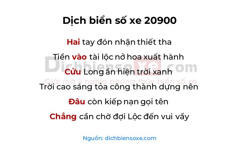 Dịch thơ biển số 20900