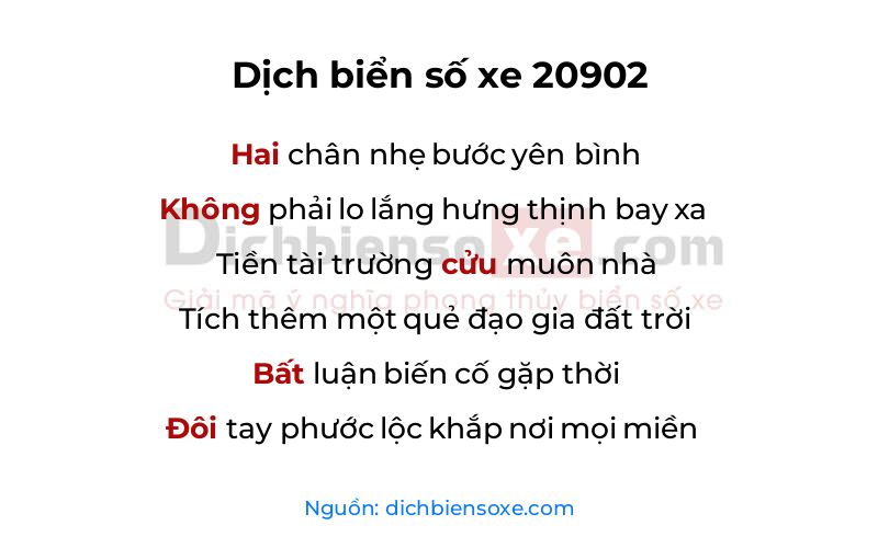 Dịch thơ biển số 20902