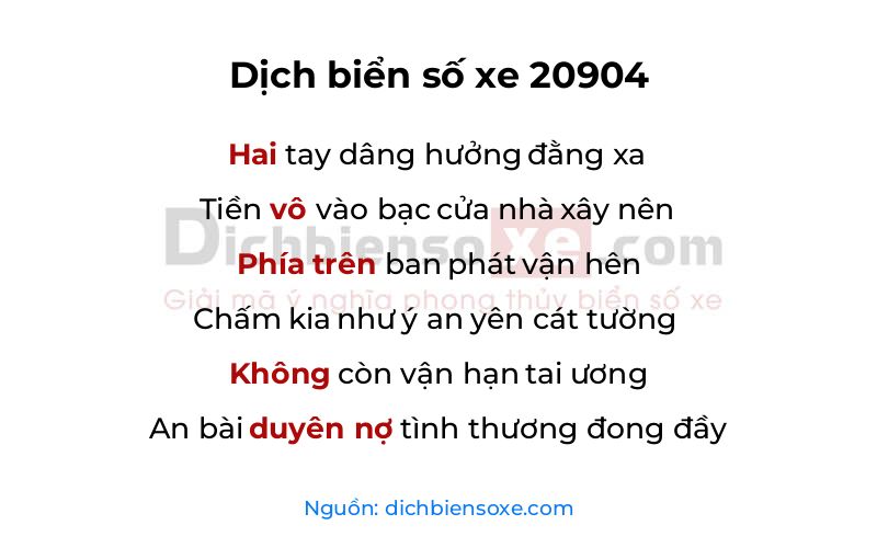 Dịch thơ biển số 20904