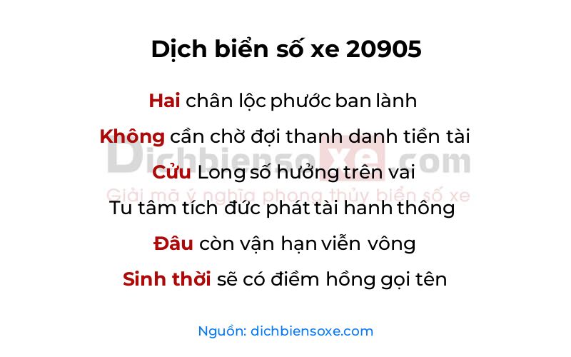 Dịch thơ biển số 20905