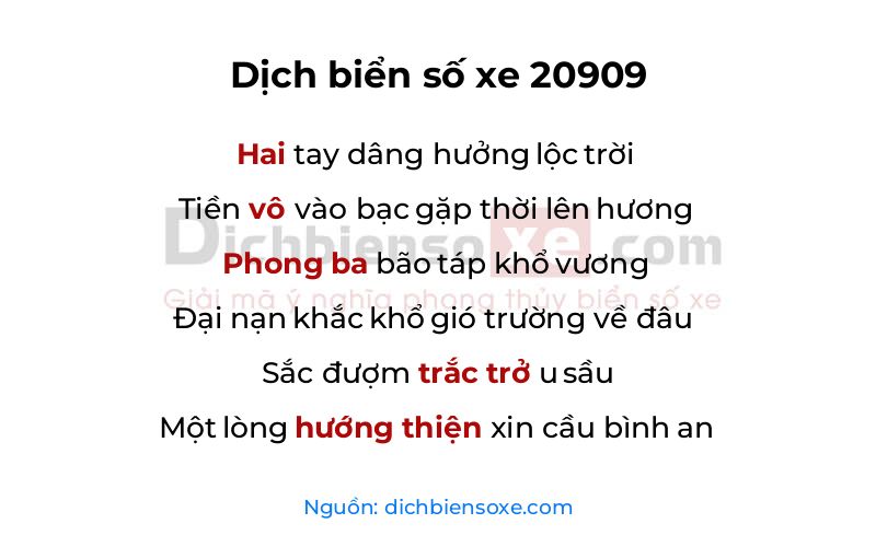 Dịch thơ biển số 20909