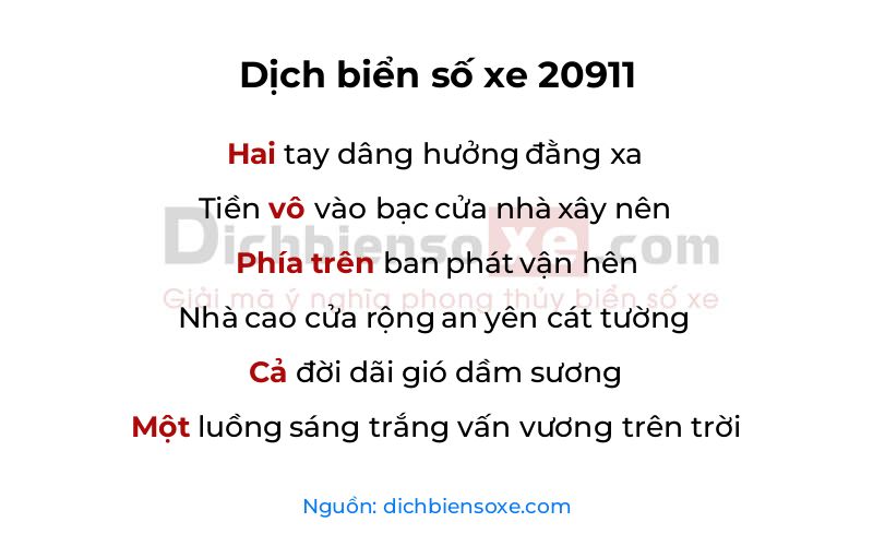 Dịch thơ biển số 20911