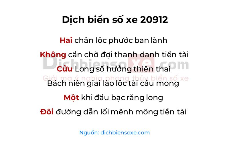 Dịch thơ biển số 20912