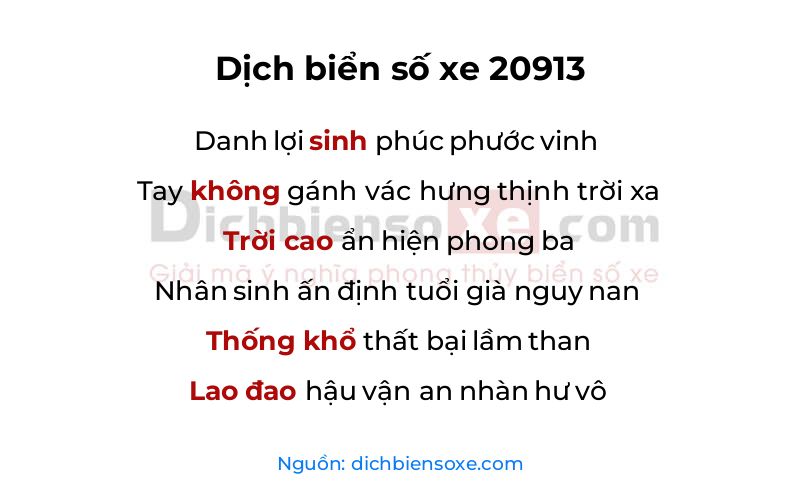 Dịch thơ biển số 20913
