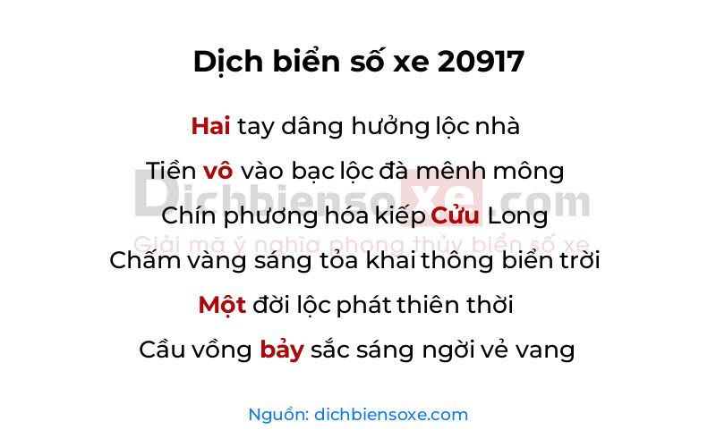 Dịch thơ biển số 20917