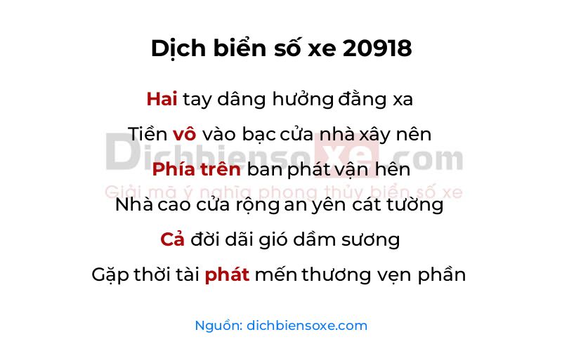 Dịch thơ biển số 20918