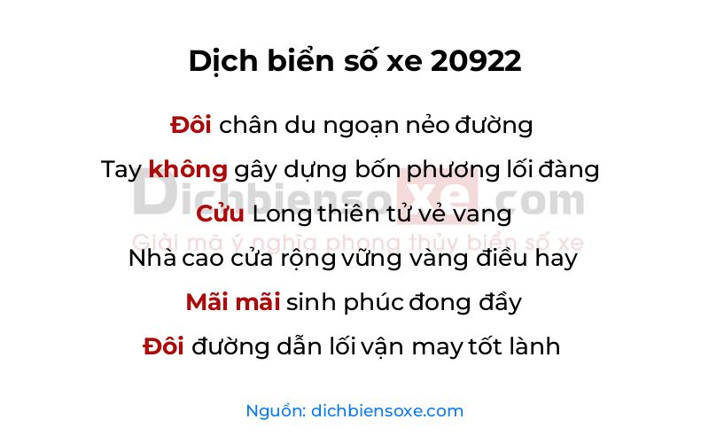 Dịch thơ biển số 20922