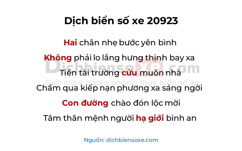 Dịch thơ biển số 20923