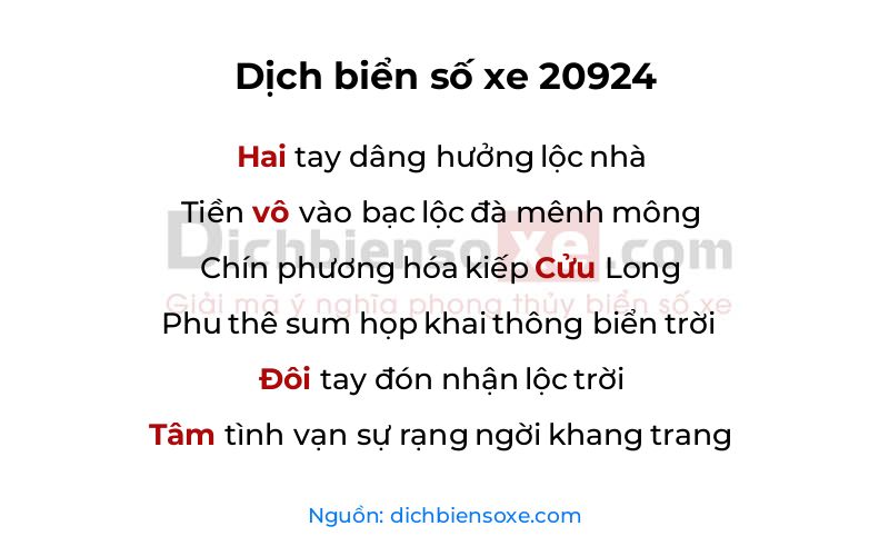 Dịch thơ biển số 20924