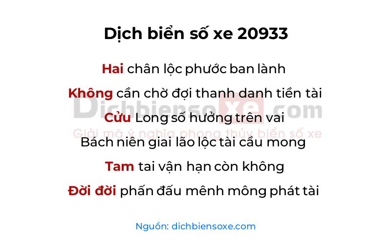 Dịch thơ biển số 20933