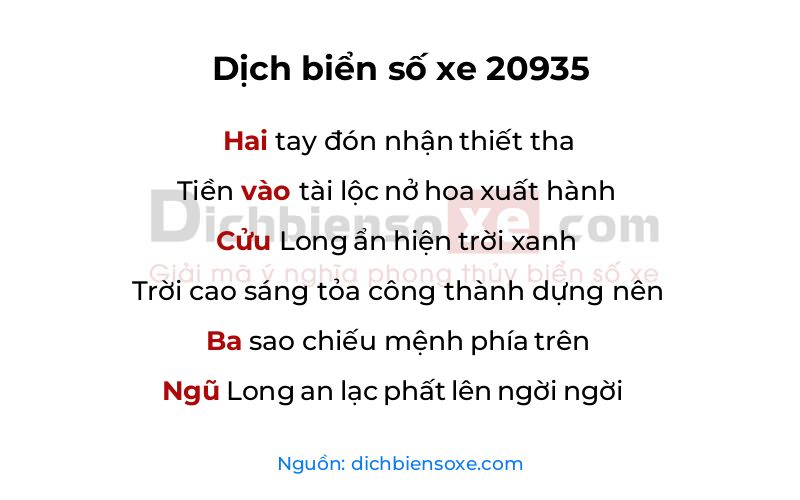 Dịch thơ biển số 20935