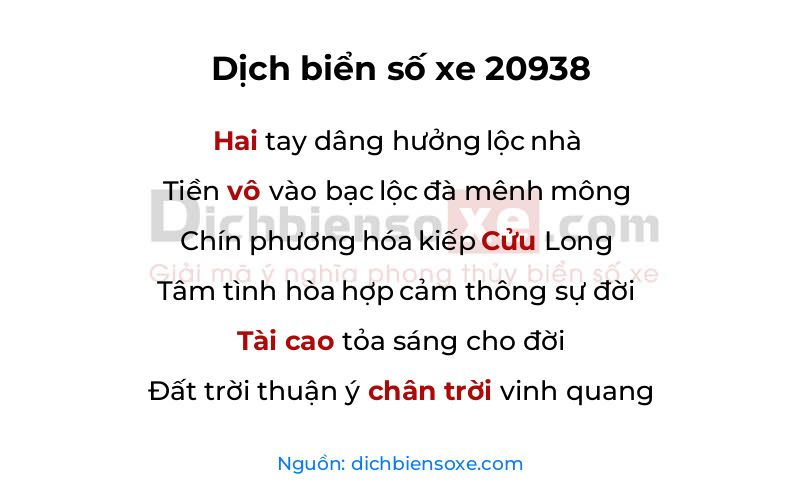 Dịch thơ biển số 20938
