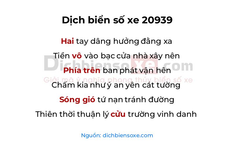 Dịch thơ biển số 20939