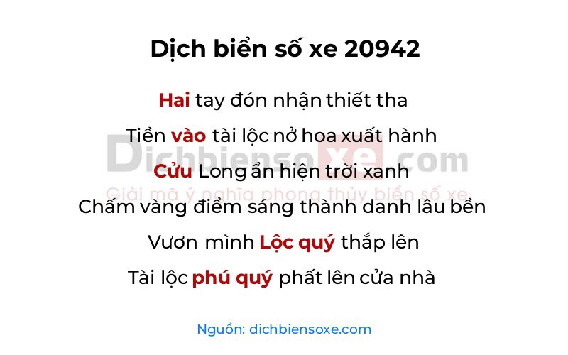 Dịch thơ biển số 20942