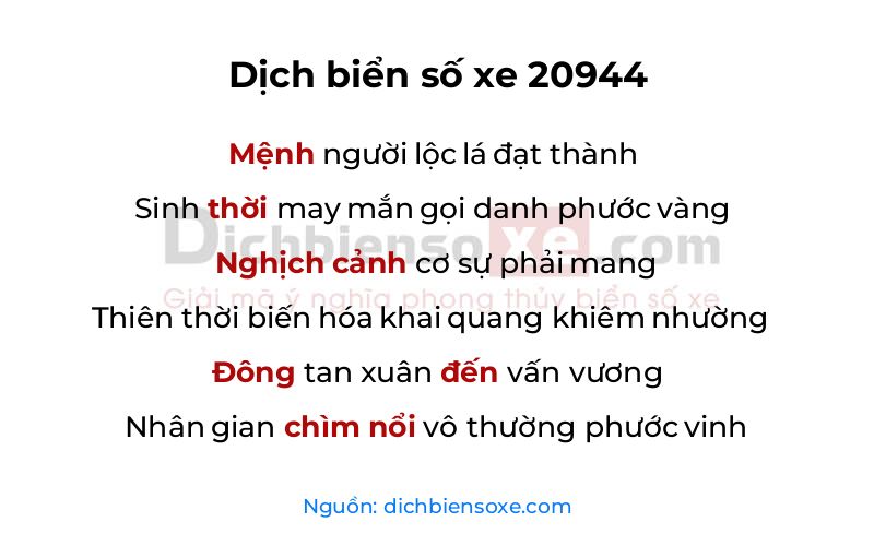 Dịch thơ biển số 20944