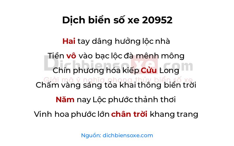 Dịch thơ biển số 20952