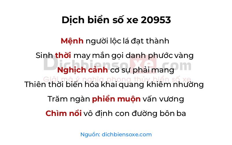 Dịch thơ biển số 20953