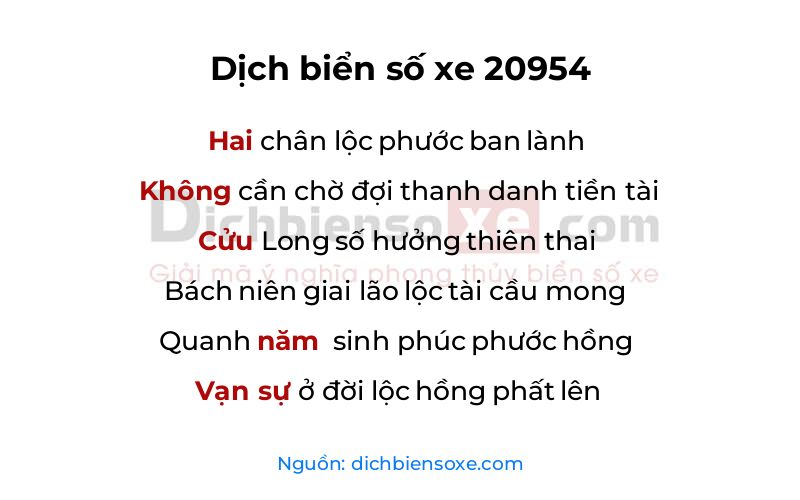 Dịch thơ biển số 20954