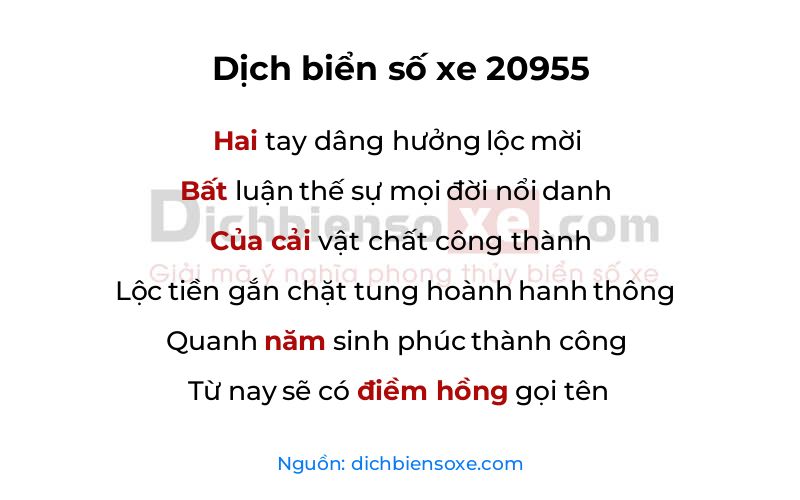 Dịch thơ biển số 20955