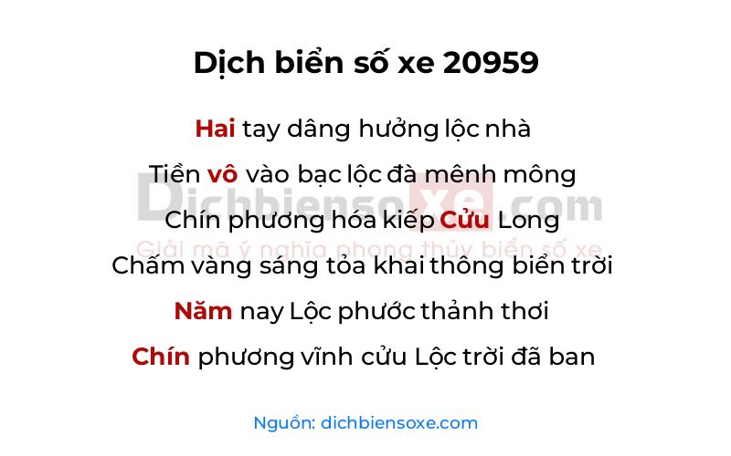 Dịch thơ biển số 20959