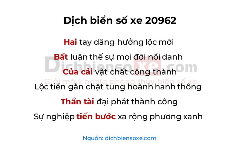 Dịch thơ biển số 20962