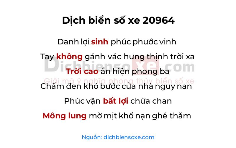 Dịch thơ biển số 20964